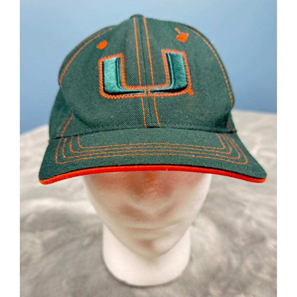Miami Hurricanes Canes Mens Hat Cap Green Orange Embroidered U Logo